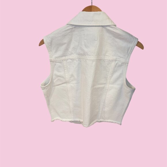 Abercrombie & Fitch White Denim Cropped Vest Size M NWT - Picture 4 of 4